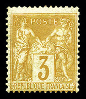 ** N°86, 3c Bistre Sur Jaune, Fraîcheur Postale, SUP (signé Brun/certificat)  Qualité: ** - 1876-1878 Sage (Typ I)