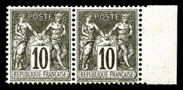 ** N°89, 10c Noir Sur Lilas, Paire Bdf, Très Bon Centrage. TTB  Qualité: ** - 1876-1878 Sage (Typ I)