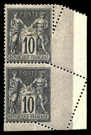 * N°89, 10c Sage, Piquage Oblique Par Pliage En Paire Cdf. TTB  Qualité: * - 1876-1878 Sage (Typ I)