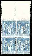 ** N°90, 15c Bleu Type II En Bloc De Quatre Bdf. TB  Qualité: ** - 1876-1878 Sage (Typ I)