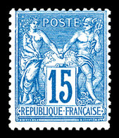 * N°90a, 15c Bleu Sur Bleu, Frais, TB (certificat)  Qualité: *  Cote: 700 Euros - 1876-1878 Sage (Typ I)