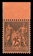 ** N°91, 25c Noir Sur Rouge, Bord De Feuille, Gomme Marbrée, Fraîcheur Postale, Très Bon Centrage. TTB (signé Calves/cer - 1876-1878 Sage (Typ I)