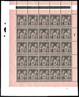 ** N°97, 25c Noir Sur Rose En Panneau Complet De 25 Exemplaires, Centrage Parfait, Fraîcheur Postale, SUPERBE (certifica - 1876-1878 Sage (Typ I)