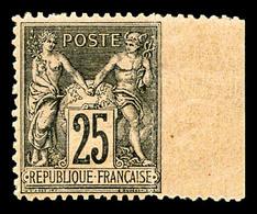 * N°97e, 25c Sage, Dentelé Sur 3 Cotés, Bdf. TTB  Qualité: *  Cote: 325 Euros - 1876-1878 Sage (Typ I)