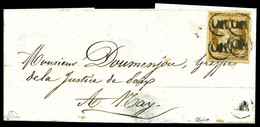 O N°1, 10c Bistre-jaune Oblitéré 'OR' Quatre Fois Sur Petite Lettre. SUPERBE. R.R. (signé Calves/Brun/certificats)  Qual - 1849-1876: Klassik