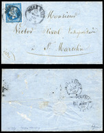 O N°14, 20c Empire Obl Càd 'Nizza Mara' (comté De Nice) Du 12 Août 60 Sur Lettre Pour St Marcelin. TTB (certificat)  Qua - 1849-1876: Période Classique