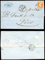 O N°16, 40c Empire Obl Càd Sarde 'NIZZA MARE' Du 4 Nov 1860 Sur Lettre Double Port Du Comté De Nice Pour Paris. SUP. R.  - 1849-1876: Klassik