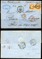 O N°16, 40c Empire En Paire (pd) Sur Lettre De Rouen Le 7 Fev 62 à Destination De Priaia San Thiago, Iles Du Cap Vert. T - 1849-1876: Période Classique