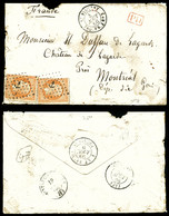 O N°23, 40c Dentelé, 2 Exemplaires Obl Ancre Sur Lettre (def) Déposée à L'escale De ST VINCENT Le 4 Août 1866 Par La Lig - 1849-1876: Classic Period