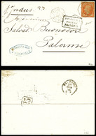 O N°23, 40c Dentelé Sur Lettre Du 18 Dec 1866 De Marseille Pour Palerme Déposée à La Boite Du Paquebot 'INDUS'. 40c Obli - 1849-1876: Période Classique