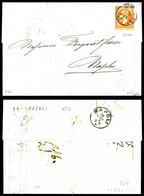 O N°23, 40c Orange Sur Lettre Obl Càd Italien NAPOLI à L'arrivée Sur Lettre De Marseille. SUP (signé Calves/certificat)  - 1849-1876: Période Classique