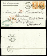 O N°23, 40c Dentelé En Paire Sur Lettre De Nantes Le 30 Sept 68 Pour Port Of Spain Par Voie Anglaise De Trinidad, Cette  - 1849-1876: Classic Period