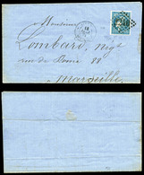 O N°45C, 20c Bleu Type II Rep 3 Obl GC 2240 Sur Lettre D'Alger/BAT A VAP 1871. TB  Qualité: O - 1849-1876: Klassik