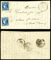 O N°46Ba, 20c Bleu Foncé Rep 2, Deux Exemplaires Obl GC 4467 + Càd T24 Sur Lettre Au Départ De Riols (33) Le 1er Mars 71 - 1849-1876: Klassik