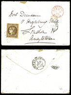 O N°47, 30c Brun Obl GC '532' + Càd De Bordeaux Sur Petite Lettre Pour L'Angleterre 1872. SUP (certificat)  Qualité: O   - 1849-1876: Klassik