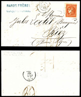 O N°48c, 40c Rouge-orange, Belles Marges Avec Voisin Sur Lettre à Destination De Riez. TTB  Qualité: O - 1849-1876: Klassik