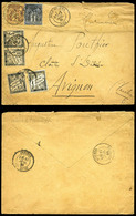 O 1c +2c Sage (N°83 Et 85) Sur Lettre De Dôle Du Jura Taxée à 27 Centimes (Txe N°10, 12x2 Et 17) Pour Avignon. TTB (cert - 1849-1876: Klassik