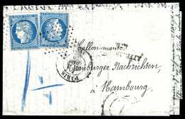 O LE FRANKLIN', Correspondance Havas En Allemand, Affranchie à 40c (2x 20c Siège), Avec Marque 'affranchissement Insuffi - Krieg 1870