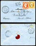 O RHODES, Empire 10c +40c (N°13+16) Obl Pc '3772' Sur Petite Lettre De Rhodes Le 24 Avril 58 Pour Ribeauvillé, à Coté 'P - 1849-1876: Periodo Classico