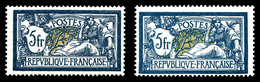 ** N°123z, 5f Merson: Bleu Et Bleu Foncé, Les 2 Exemplaires TB  Qualité: ** - 1900-02 Mouchon