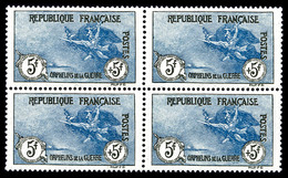 ** N°155, Orphelins, 5F +5F Noir Et Bleu En Bloc De Quatre, Très Bon Centrage, Exceptionnelle Fraîcheur, SUPERBE. R.R.R  - 1900-02 Mouchon