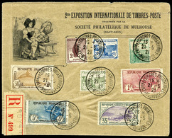 O N°148/55, Série Orphelins Sur Lettre Recommandée Du 21.5.1921, Illustrée De La 2ème Expo Philatélique De Mulhouse. TTB - 1900-02 Mouchon