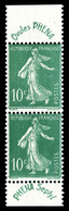 ** N°188, 10c Vert 'Phena', Paire Verticale. TB  Qualité: **  Cote: 130 Euros - 1900-02 Mouchon