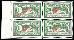 ** N°207, Merson, 10F Vert Et Rouge En Bloc De Quatre Coin De Feuille, Très Bon Centrage, SUPERBE (certificat)  Qualité: - 1900-02 Mouchon