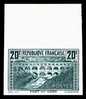 ** N°262, Pont Du Gard, épreuve De Couleur: 20F Vert-foncé Non Dentelé, Haut De Feuille, SUPERBE Et R.R.R. (certificat)  - 1900-02 Mouchon
