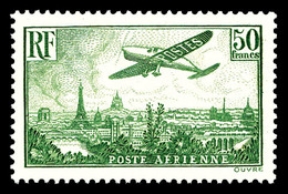 ** N°14, Avion Survolant Paris, 50F Vert-jaune, SUP (certificat)  Qualité: **  Cote: 2000 Euros - 1927-1959 Neufs