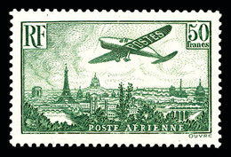 ** N°14a, Avion Survolant Paris, 50F Vert, SUP (signé Brun/certificat)  Qualité: **  Cote: 2100 Euros - 1927-1959 Ungebraucht