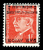 ** N°2, Pétain, 1F Rouge Surchargé 'BATIMENT DE LIGNE RICHELIEU', SURCHARGE RENVERSEE, R.R.R. Et SUP (certificat)  Quali - Militärische Luftpost