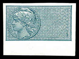 ** N°33, Bleu-vert Sans Légende, NON DENTELÉ Bas De Feuille, SUPERBE (certificat)   Qualité: ** - Mint/Hinged