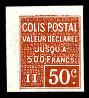 ** N°56, (cote Maury), 50c Rouge NON DENTELE, Petit Coin De Feuille, RARE Et SUP (signé Calves/certificat)  Qualité: **  - Mint/Hinged