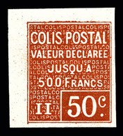 ** N°56, (cote Maury), 50c Rouge NON DENTELE, Petit Coin De Feuille, RARE Et SUP (signé Calves/certificat)  Qualité: **  - Neufs
