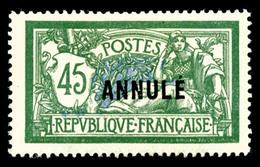 * N°143-CI 1, 45c Vert Et Bleu Surchargé 'ANNULE', TTB (signé Calves/certificat)  Qualité: *  Cote: 1050 Euros - Lehrkurse