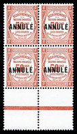 ** N°47-CI 1, 50c Rouge Surchargé 'ANNULE' (A) En Bloc De Quatre Bord De Feuille Inférieur, Frais Et SUP (certificat)  Q - Cours D'Instruction