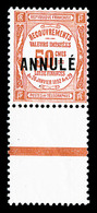 ** N°47-CI 1, 50c Rouge Surchargé 'ANNULE' (A), Bord De Feuille Inférieur, Frais Et SUP (certificat)  Qualité: **  Cote: - Lehrkurse