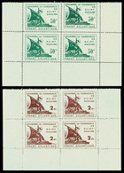 (*) N°8/9, Paire Saint Nazaire: 50c Vert Foncé Et 2F Brun-lilas Sur Vert Pâle En 2 Blocs De Quatre Comprenant Chacun Une - War Stamps