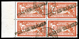 ** N°11, 40c Rouge Et Bleu Papier GC Surchargé En Bloc De 4 Bord De Feuille Latéral (2ex*), TTB (signés/certificat)  Qua - War Stamps