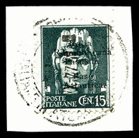 O N°2, 15c Vert-gris Oblitéré Cachet à Date Du 2.3.44 Sur Son Support. SUPERBE. R.R.R. (signé/certificats)  Qualité: O   - War Stamps