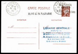 O SAINT NAZAIRE: Entier Postal 1f20 Surchargé 'GUERANDE TAXE PERCUE' + 'Liberation' Obl Du 11/5/1945, TTB  Qualité: O  C - Libération