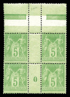 ** N°102, 5c Vert Jaune Type III, Bloc De Quatre Millésime '0'. TB  Qualité: ** - Millesimes