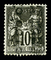 (*) N°16, 10c Noir Sur Lilas Surchargé 5 Lignes Vertical Sans Quantième, Pièce D'une Grande Qualité, R.R.R. (signé Calve - 1893-1947