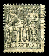 (*) N°16, 10c Noir Sur Lilas Surchargé 5 Lignes Du 10 Novembre 1893, Petites Imperfections (normales), B (certificat)  Q - 1893-1947