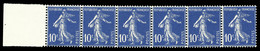 ** N°31, 10c Semeuse Outremer, Bande Horizontale De 6 Bdf. TB  Qualité: **  Cote: 115 Euros - Coil Stamps