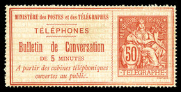 (*) N°4, 50c Rouge Sur Rose. TB  Qualité: (*)  Cote: 400 Euros - Telegraph And Telephone