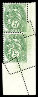 ** N°111, 5c Blanc, Piquage Oblique Par Pliage En Paire Cdf. TTB (certificat)  Qualité: ** - Unused Stamps