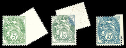 * N°111, 5c Blanc, 3 Ex Piquage Oblique Par Pliage Dont 1**. TTB  Qualité: * - Unused Stamps