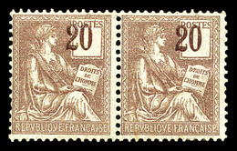 * N°113, 20c Mouchon, Chiffres Très Foncés Et Très Déplacés En Paire. SUP (certificat)  Qualité: * - Unused Stamps